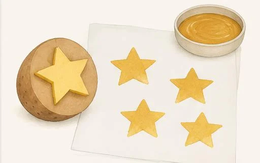 Stjärnor med potatisstämpel julpyssel