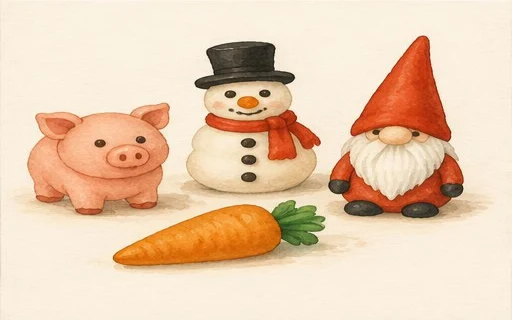 Illustration av marsipanfigurer
